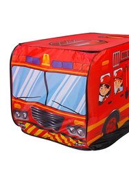 Kids Play Tent Foldable Pop Up Fire Truck Tent Portable Children Baby Play House With Carry Bag For Indoor Outdoor Use - Red