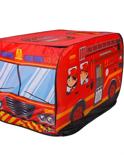 Fresh Fab Finds Kids Play Tent Foldable Pop Up Fire Truck Tent Portable Children Baby Play House With Carry Bag For Indoor Outdoor Use - Red product