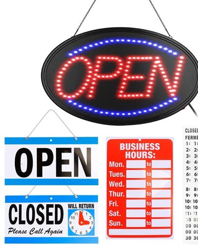 Fresh Fab Finds LED Open Sign 22.64 x 13.78" Business Neon Open Sign Advertisement Board With Steady Flashing Modes Business Hours And Open Closed Sign - Black product