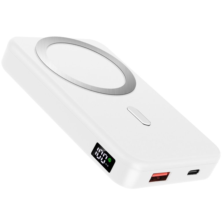 Magnetic Wireless Power Bank: 10000mAh, 22.5W Fast Charging For iPhone 12/13 Series - White