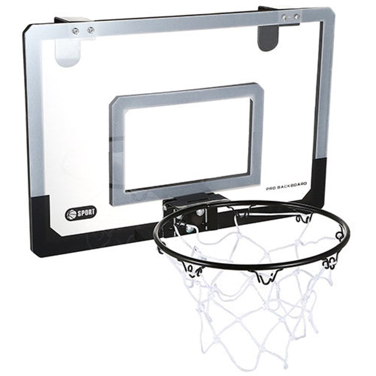 Mini Basketball Hoop System Set Over The Door with Backboard Breakaway Rim Basketball Pump Tools Easy Installation Indoor Kids Adults