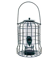 Outdoor Wild Bird Feeder Squirrel-Proof Chew-Proof Metal Hanging Seed Feeder with 4 Feeding Ports for Small Songbirds - Black