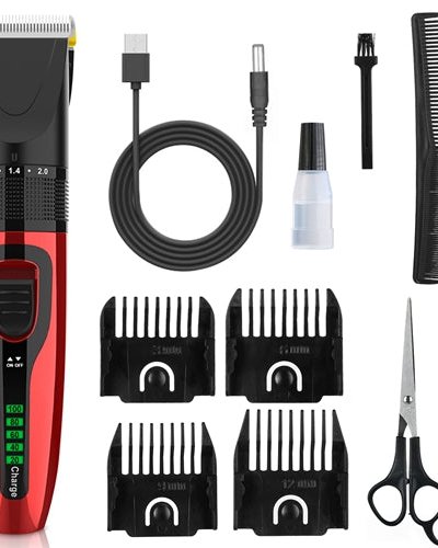 Fresh Fab Finds Pet Grooming Kit Rechargeable Cordless Dog Grooming Clippers Low Noise Electric Dog Trimmer Shaver Hair Cutter With 4 Guide Combs Scissors Oil - Red product