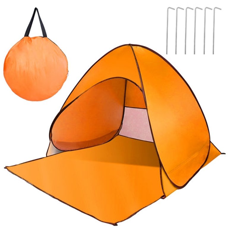 Pop Up Beach Tent Sun Shade Shelter Anti-UV Automatic Waterproof Tent Canopy For Outdoor Beach Camping Fishing P - Orange
