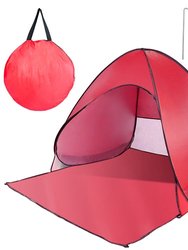 Pop Up Beach Tent Sun Shade Shelter Anti-UV Automatic Waterproof Tent Canopy for Outdoor Beach Camping Fishing P - Red