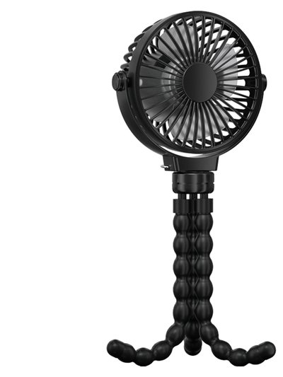 Fresh Fab Finds Portable Baby Stroller Fan - Rechargeable Handheld Fan with Flexible Tripod - 3 Speeds - 360° Tilt Head - Black product