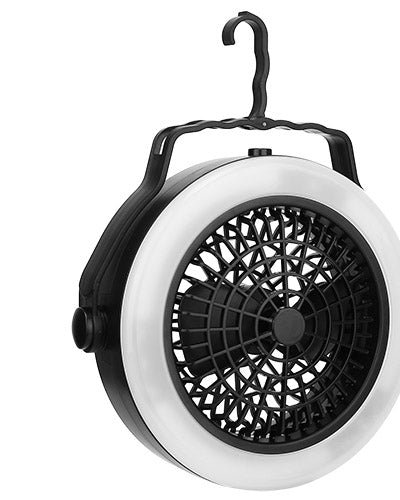 Fresh Fab Finds Portable Camping LED Fan 2 In 1 Outdoor Battery/USB Operated Hanging Hook Camping Hiking Travel Lantern Cooling Fan - Black product