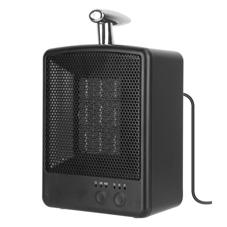 Portable Electric Space Heater - 1000W, Tip Over Protection, Adjustable Temperature, Timer - Bedroom & Office Use - Black