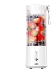 Portable Fruit Blender - 450ML/15.2OZ, 6 Blades, Rechargeable - Perfect For Shakes, Smoothies, And Juice - Mini Mixer For Outdoor, Gym, Office - White