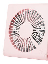 Portable USB Rechargeable Desk Fan - Low Noise, 3 Speeds, Battery Operated - Ideal For Office, Travel - 120° Rotatable - Pink