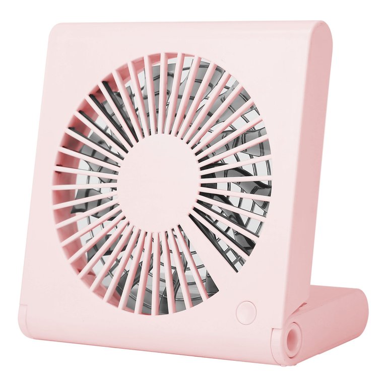 Portable USB Rechargeable Desk Fan - Low Noise, 3 Speeds, Battery Operated - Ideal For Office, Travel - 120° Rotatable - Pink