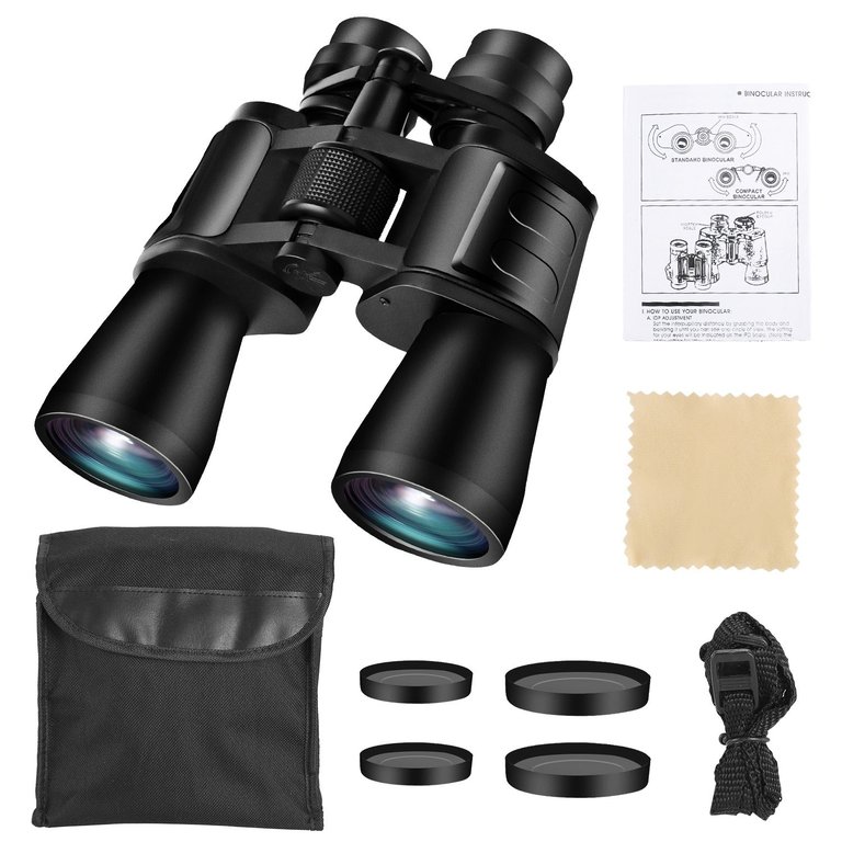 Portable Zoom Binoculars with FMC Lens Low Light Night Vision For Bird Watching Hunting Sports Events Concerts Adults Kids - Black