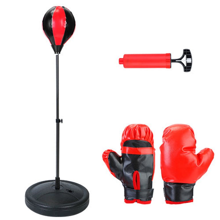 Punching Bag For Kids Junior Boxing Set With Boxing Gloves Height Adjustable Free Standing Punching Ball Boxing For Kids Aged 3-8Years Old - Red