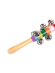 Rainbow Color Wooden Handbell Pram Rattle