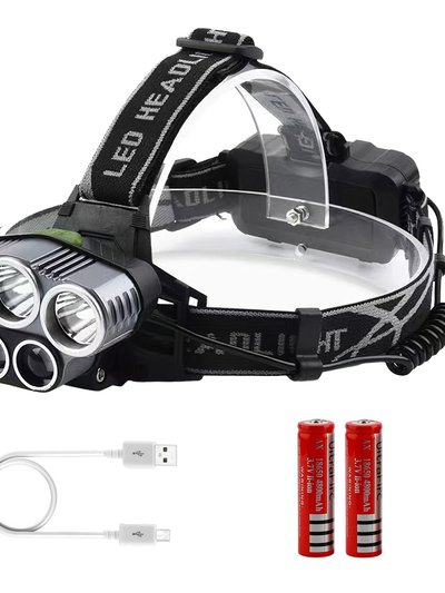 Fresh Fab Finds Rechargeable Headlamp 20000 Lumen LED Headlight 6 Modes Headlamp Flashlight For Camping Cycling Hiking Hunting Emergency - Black product
