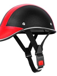 Safety Bicycle Helmet Adjustable Windproof Bike Helmet Sunshade Baseball Cap Anti-UV Cycling Motorcycle Hat Leather Helmet - Red