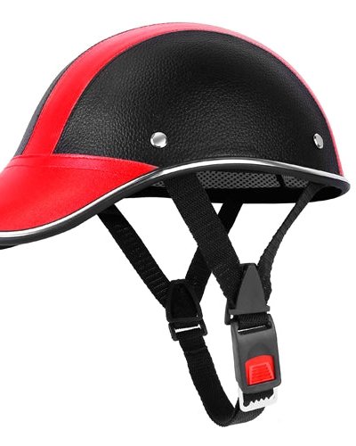 Fresh Fab Finds Safety Bicycle Helmet Adjustable Windproof Bike Helmet Sunshade Baseball Cap Anti-UV Cycling Motorcycle Hat Leather Helmet - Red product