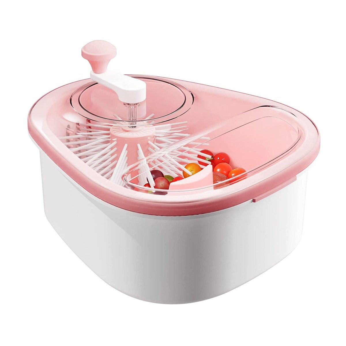 Wrea Salad Spinner, Large Fruit Cleaner Spinner, Vegetable and Salad Washer  Spinner with Brush, Pink