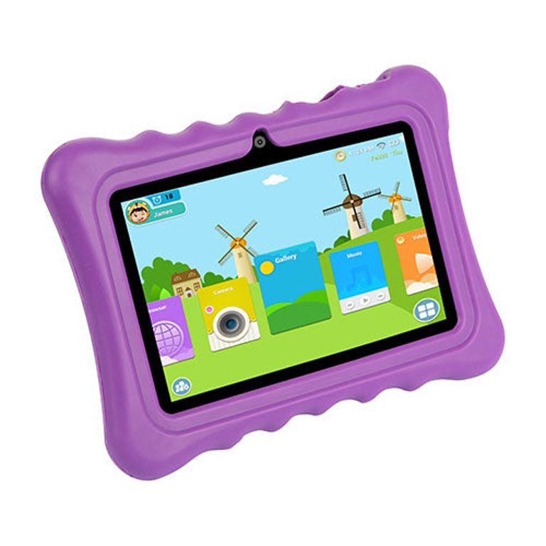 Shock-Resistant Silicone Snap-On Case With Stand For 7" Tablets - Purple