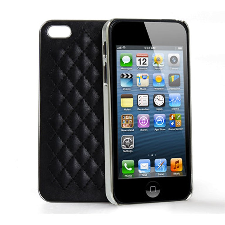 Soft Lambskin Leather Back Case Cover For iPhone 5 - Black