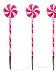 Solar Christmas Candy Light Set Of 3 IP65 Waterproof Solar Lollipops Stake Lamp For Outdoor Christmas Decorative Light - Multi