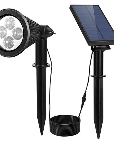Fresh Fab Finds Solar Powered Spotlight Outdoor Dusk To Dawn Light Wall Path Lawn Garden Lamp Waterproof - Black product