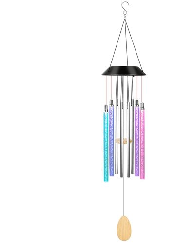 Fresh Fab Finds Solar Wind Chime Lights 7 Color Changing Decorative Lamp IP65 Waterproof Hanging String Lights w/ Dual Pendants For Home Garden Party Festival product
