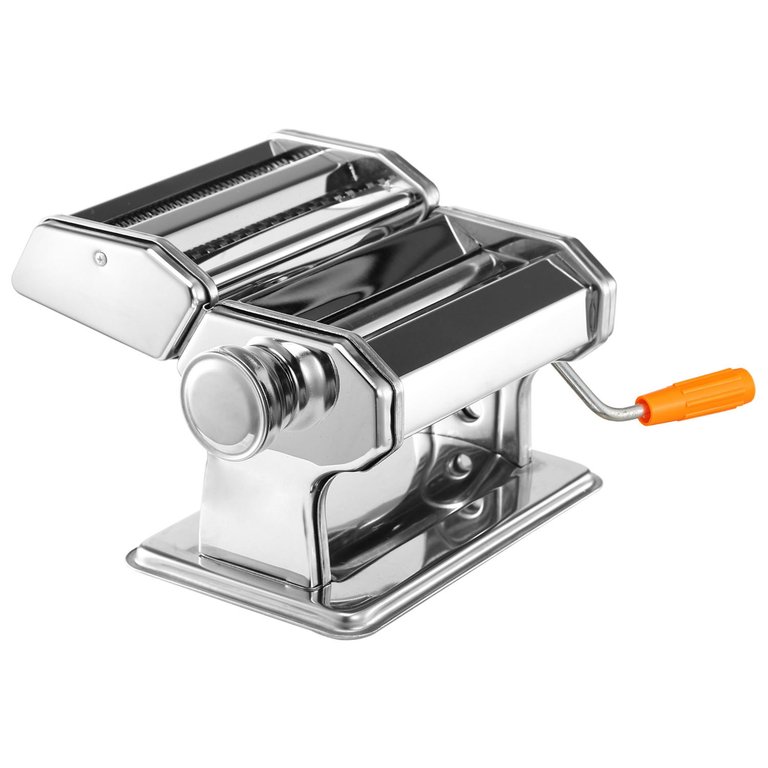 Stainless Steel Pasta Maker Roller - 6 Thickness Settings, Fettuccine Noodle - 1 Machine - Chrome