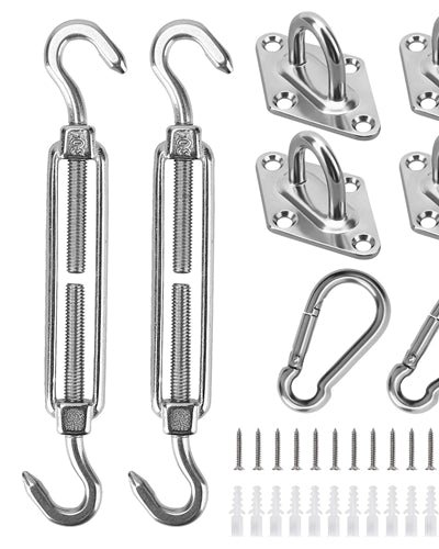 Fresh Fab Finds Sun Shade Sail Hardware Kit Stainless Steel Canopy Installation Kit Fixing Accessory for Rectangular Square Shade Sail Installation - Silver product