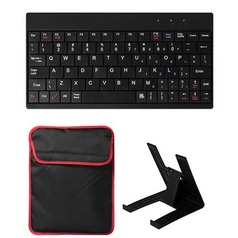 Tablet PC Sleeve Bag Case Stand For Tablet Under 10" With USB Mini Keyboard Two Layer Pockets - Black