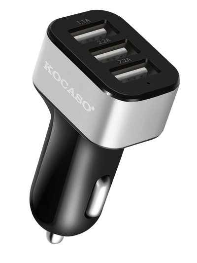 Fresh Fab Finds Triple USB Car Charger - 30W, 5.5A - iPhone XS/XS Max/8 Plus, Galaxy S7/S6 - Compact - Silver product
