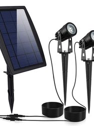 Twin Solar Spotlight Outdoor Light Sensor Lamps Wall Lawn Garden Pathway Waterproof - Black