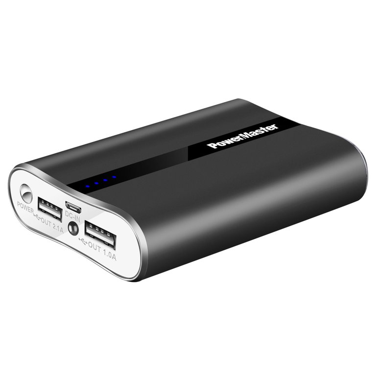 Ultra-Compact PowerMaster 12000mAh Charger - Dual USB Ports, Fast Charging - Ideal for IOS Phone - 3.1A Output - Black