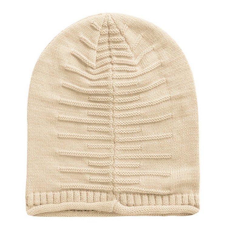 Unisex Knit Beanie Hat Winter Warm Hat Slouchy Baggy Hats Skull Cap 5 Colors - Beige - Beige