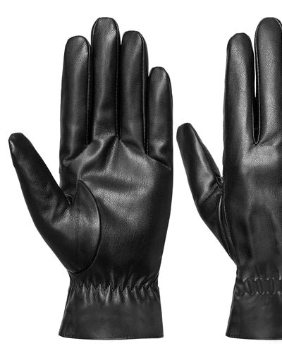 Fresh Fab Finds Unisex Leather Winter Warm Gloves Outdoor Windproof Soft Gloves Cycling Skiing Running Cold Winter Gloves - Black - Medium product
