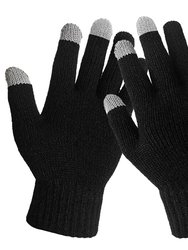 Unisex Touch Screen Gloves Full Finger Winter Warm Knitted Gloves For Warmth Running Cycling Camping Hiking - Black - Black