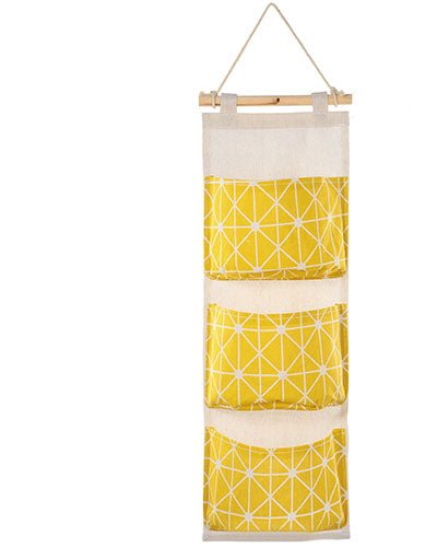 Fresh Fab Finds Wall Mounted Storage Bag Door Closet Hanging Storage Bag Organizer Waterproof 3 Pockets Pouch - Yellow product