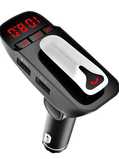 Fresh Fab Finds Wireless Car FM Transmitter w/ Hands-free Call, 2 USB Charge Ports, MP3 Player, TF Card & Aux-In - Black product
