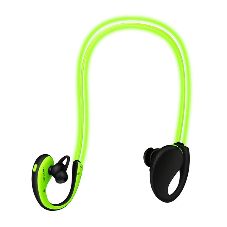 Wireless Neckband Earphones V4.1 HD Stereo Sweat-Proof Headphones With LED Light Mic - 8Hrs Work, Running - 1 Pack - Green