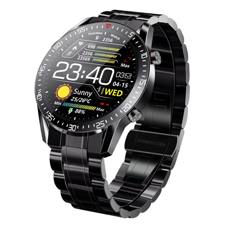 Wireless Smart Watch Fitness Tracker - IP68 Waterproof, Heart Rate, Blood Pressure, Oxygen Monitor, Pedometer, Sleep Monitor - Men - Black