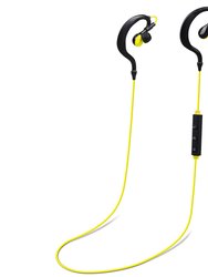 Wireless Sport In-Ear Headphones V4.1 - Sweat-proof Neckband Earbuds, Deep Bass, Mic - Running, Hiking, Travel - Yellow