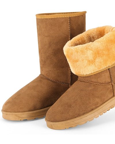 Fresh Fab Finds Women Ladies Snow Boots Waterproof Faux Suede Mid-Calf Boots Fur Warm Lining Shoes - Chestnut - 9 product