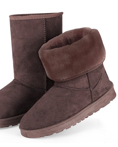 Fresh Fab Finds Women Ladies Snow Boots Waterproof Faux Suede Mid-Calf Boots Fur Warm Lining Shoes - Chocolate - 7 product