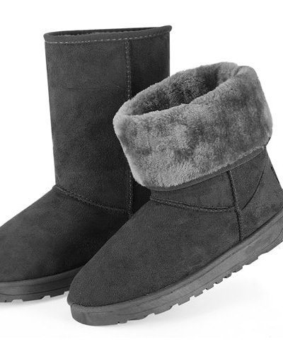 Fresh Fab Finds Women Ladies Snow Boots Waterproof Faux Suede Mid-Calf Boots Fur Warm Lining Shoes - Gray - 8 product
