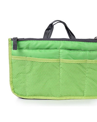 Fresh Fab Finds Women Lady Travel Insert Handbag Organiser Makeup Bags Toiletry Purse Liner With Hand Strap - Green product