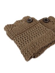 Women Winter Crochet Knit Leg Warmers - Brown