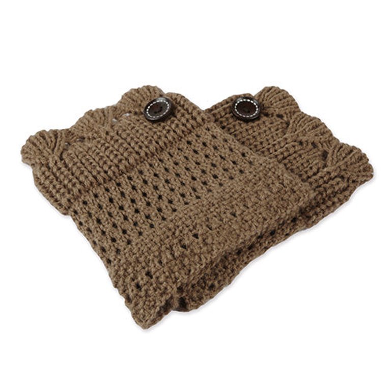 Women Winter Crochet Knit Leg Warmers - Brown