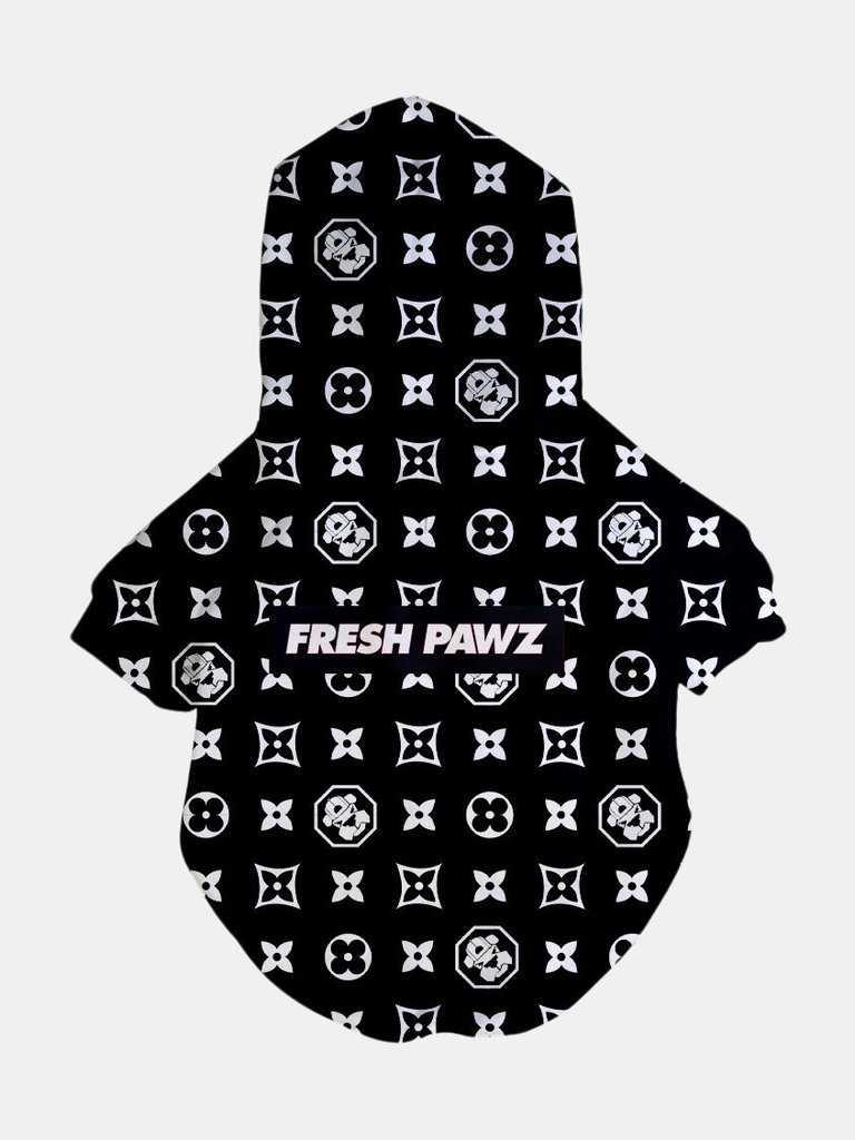 Monogram Hype Hoodie | Dog Clothing - Black