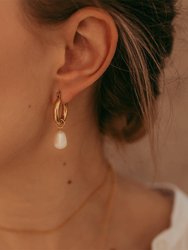 Gold Mini Hoops With Baroque Pearls