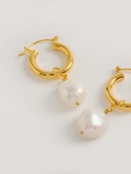 Gold Mini Hoops With Baroque Pearls